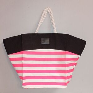 Victoria Secret Large Canvas Striped Beach Tote Bag Nautical Spring Summer